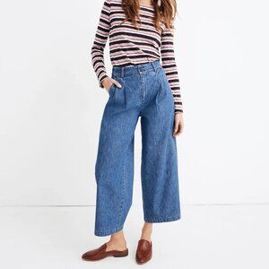 Madewell High Rise Pleated Wide Leg Trouser Jean, Size 2